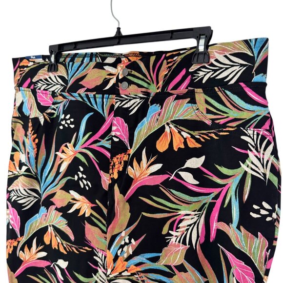 Terra & Sky Plus Size Womens Skinny Mid-Rise Pull-On Pants 2X (20W-22W) Tropical - Picture 9 of 13